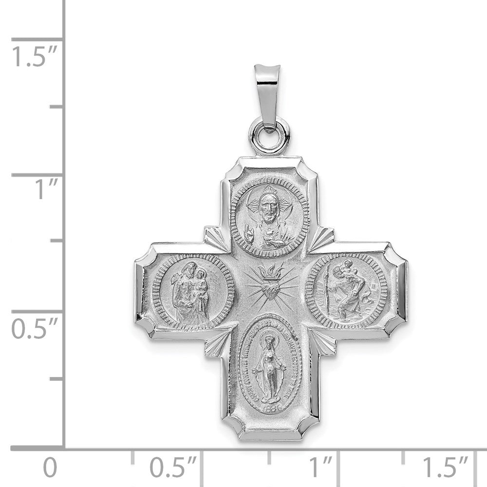 14k White Gold 25.7 mm Four Way Medal Pendant (3.22 grams)
