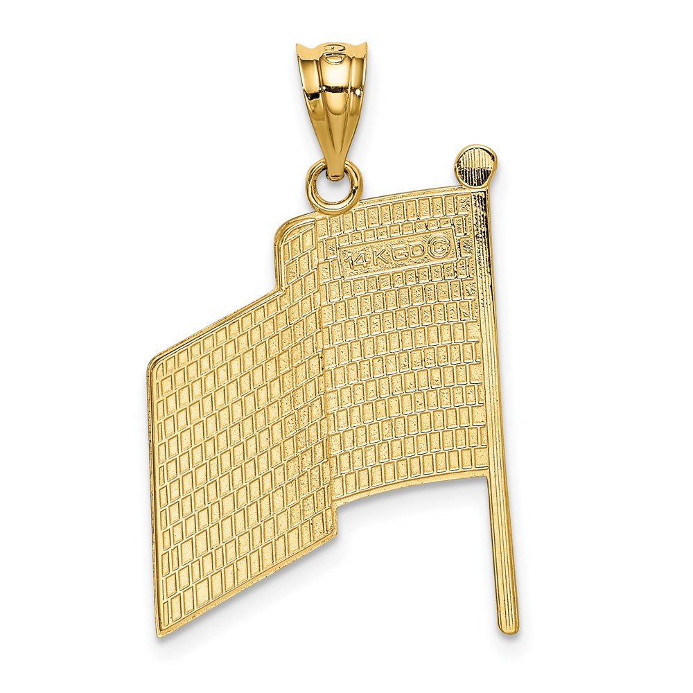 14k Yellow Gold 19 mm Enameled Flag Pendant (3.22 grams)