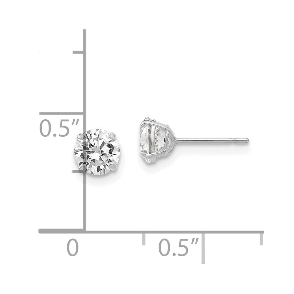 14k White Gold 5 mm Round CZ Post Earrings (0.64 grams)