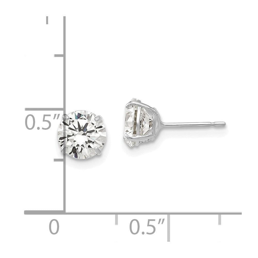 14k White Gold 6 mm Round CZ Post Earrings (0.89 grams)