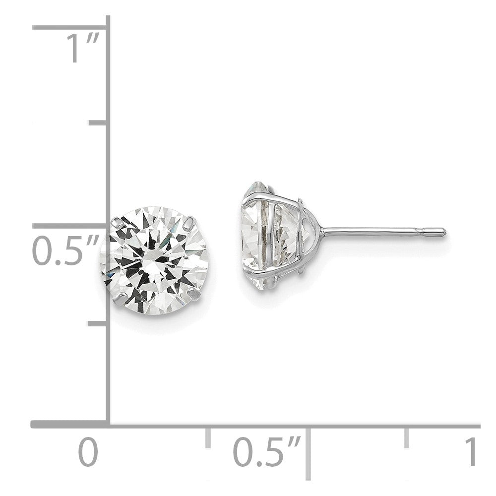 14k White Gold 6 mm Round CZ Post Earrings (1.24 grams)