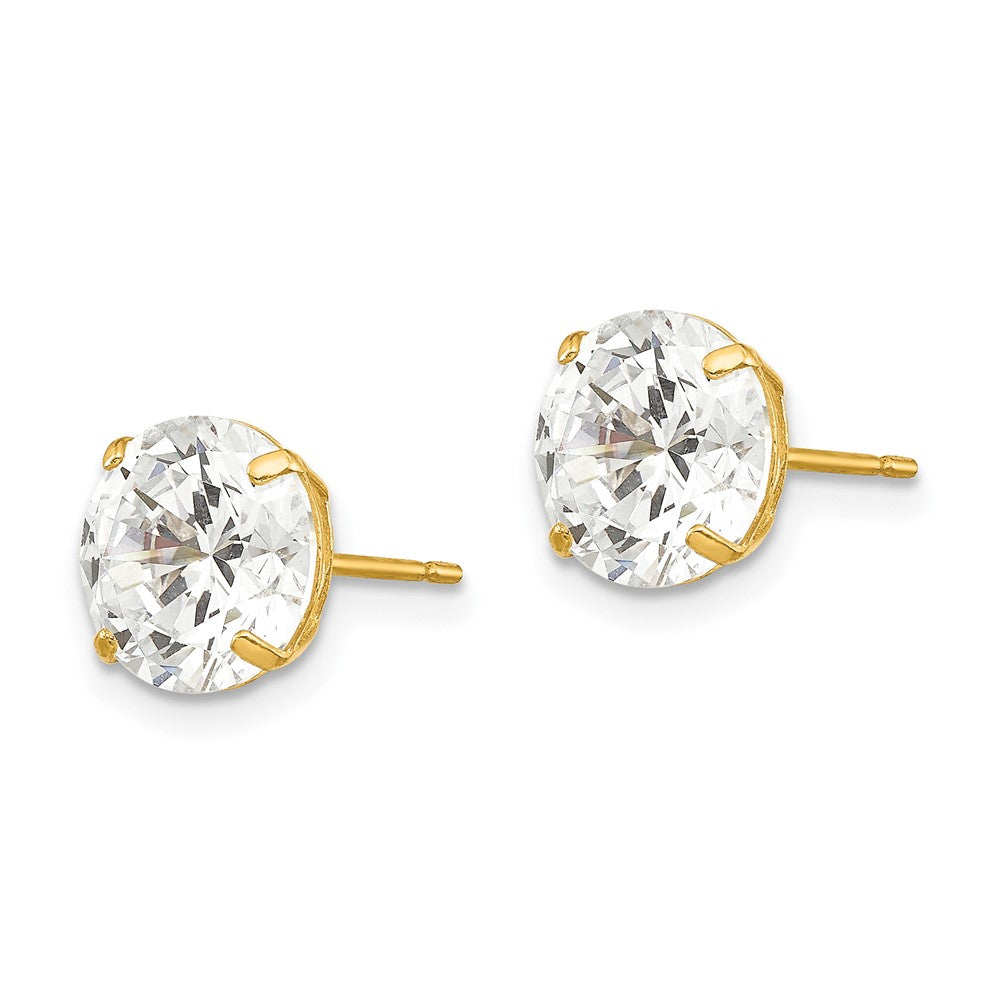 14k Yellow Gold 9 mm Round CZ Post Earrings (1.71 grams)