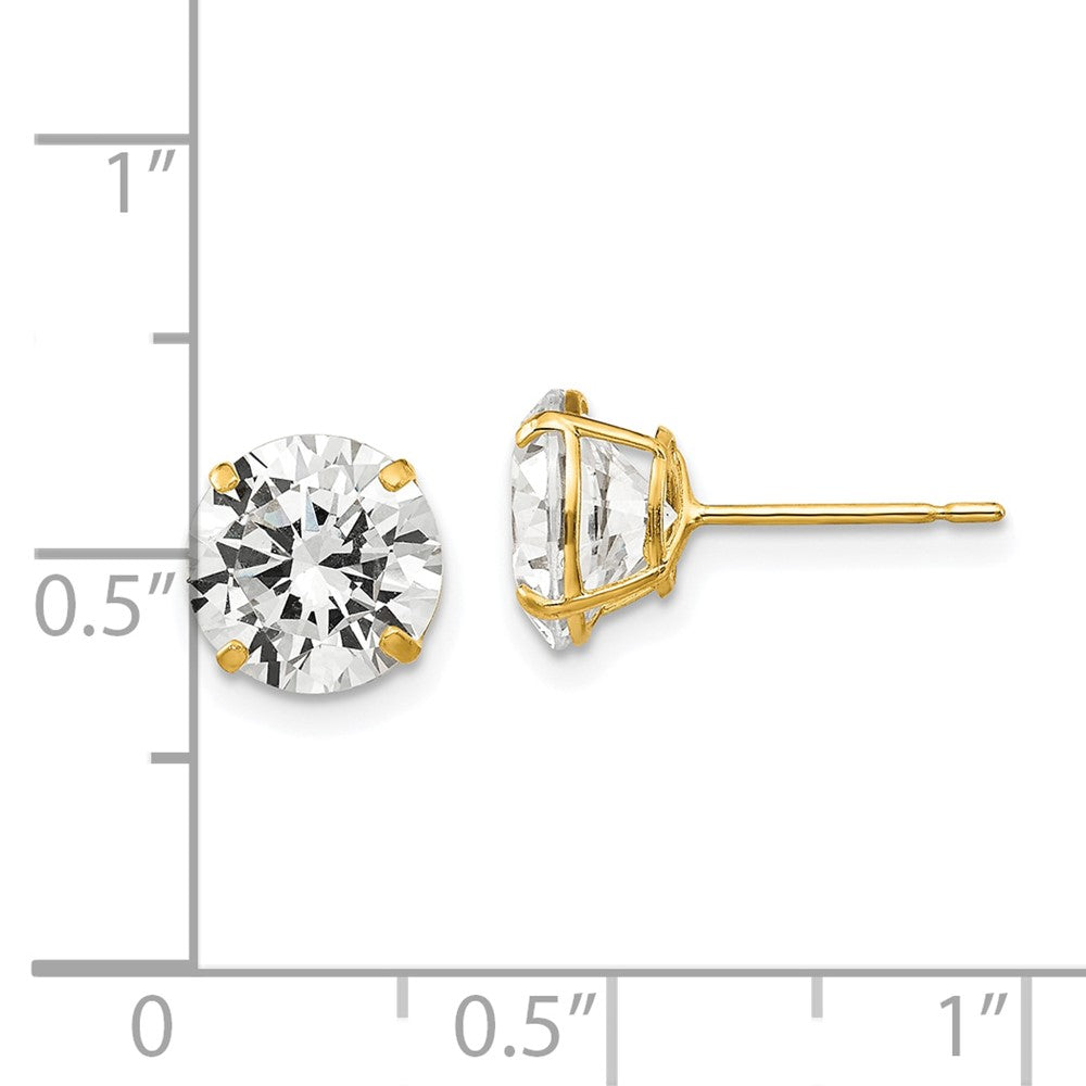 14k Yellow Gold 9 mm Round CZ Post Earrings (1.71 grams)