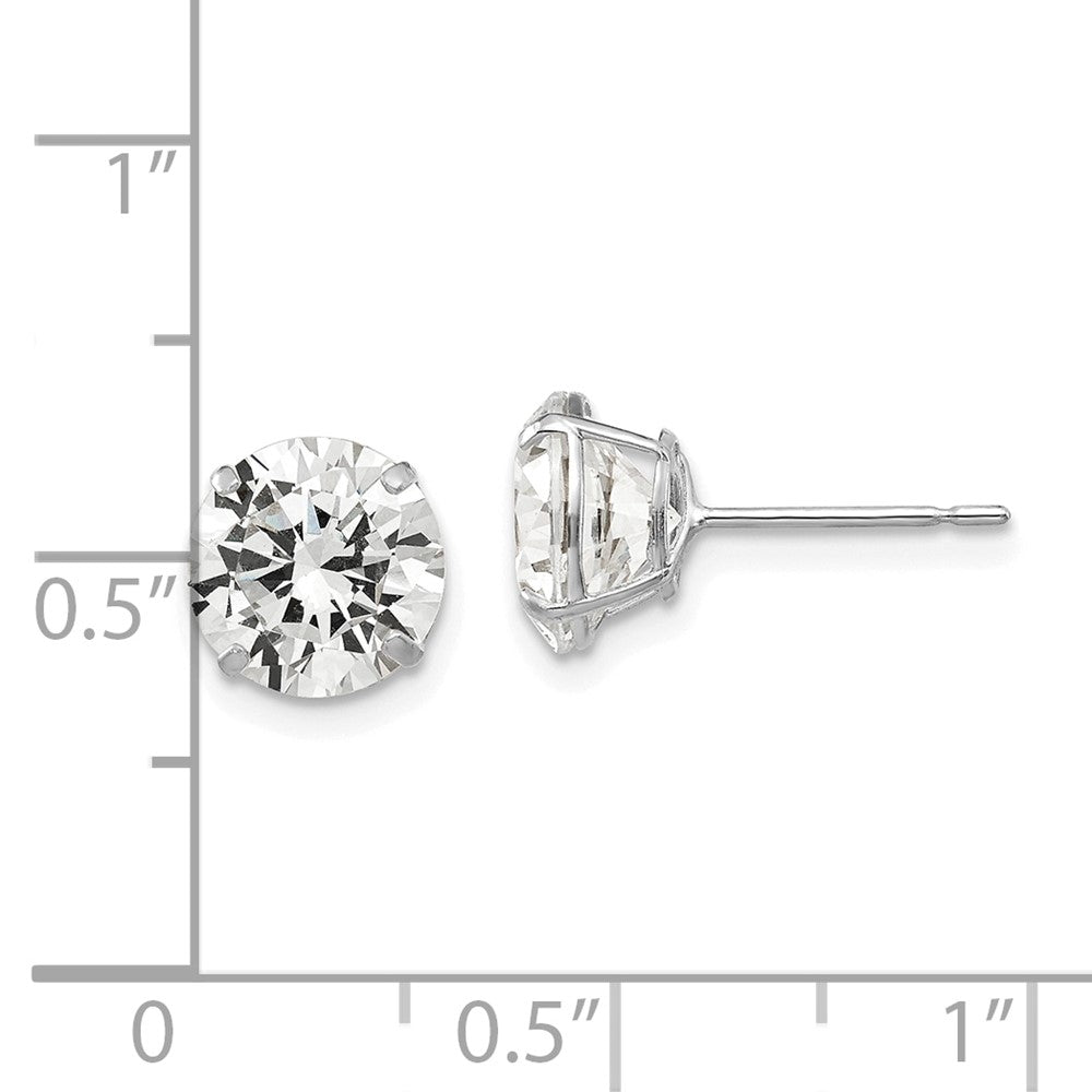 14k White Gold 9 mm Round CZ Post Earrings (1.71 grams)