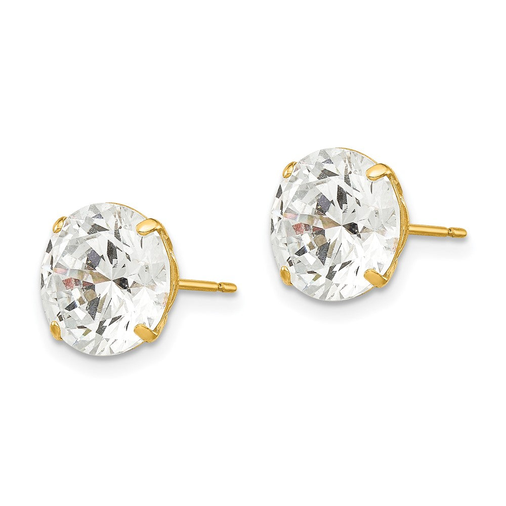14k Yellow Gold 10 mm Round CZ Post Earrings (2.5 grams)