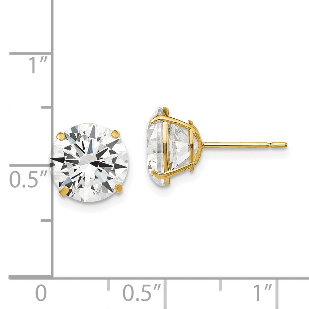 14k Yellow Gold 10 mm Round CZ Post Earrings (2.5 grams)