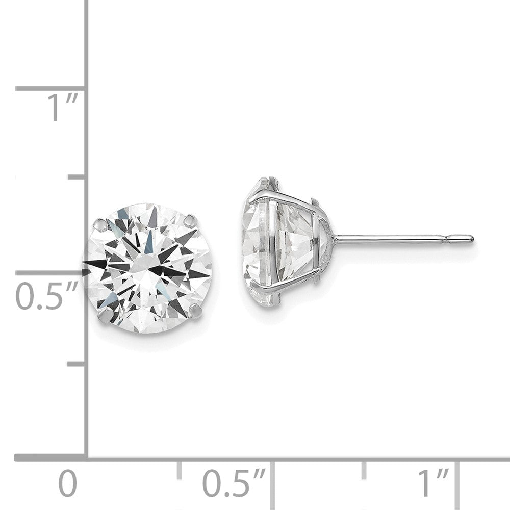 14k White Gold 10 mm Round CZ Post Earrings (2.5 grams)