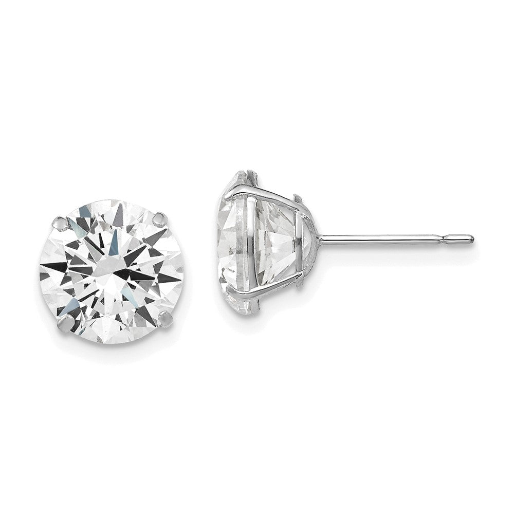 14k White Gold 10 mm Round CZ Post Earrings (2.5 grams)