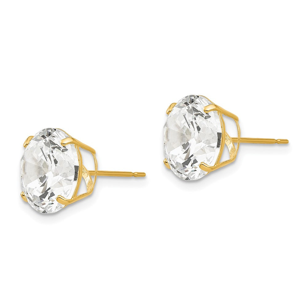 14k Yellow Gold 11 mm Round CZ Post Earrings (3.05 grams)
