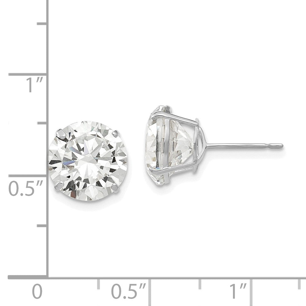 14k White Gold 11 mm Round CZ Post Earrings (3.05 grams)