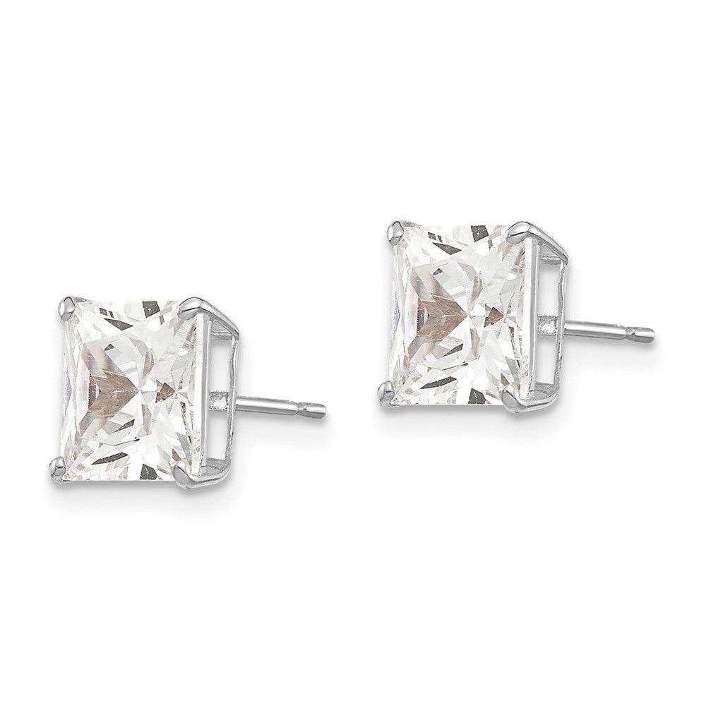 14k White Gold 7 mm Square CZ Post Earrings (1.67 grams)