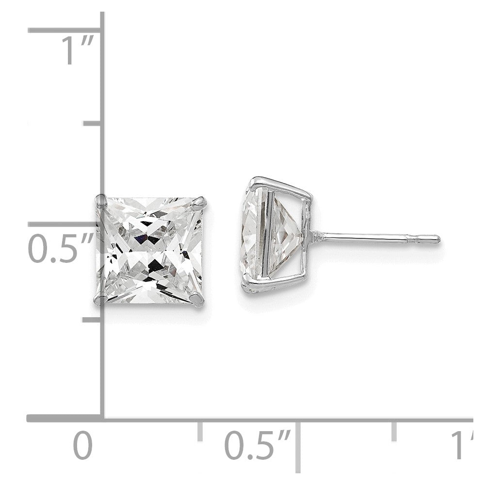 14k White Gold 7 mm Square CZ Post Earrings (1.67 grams)
