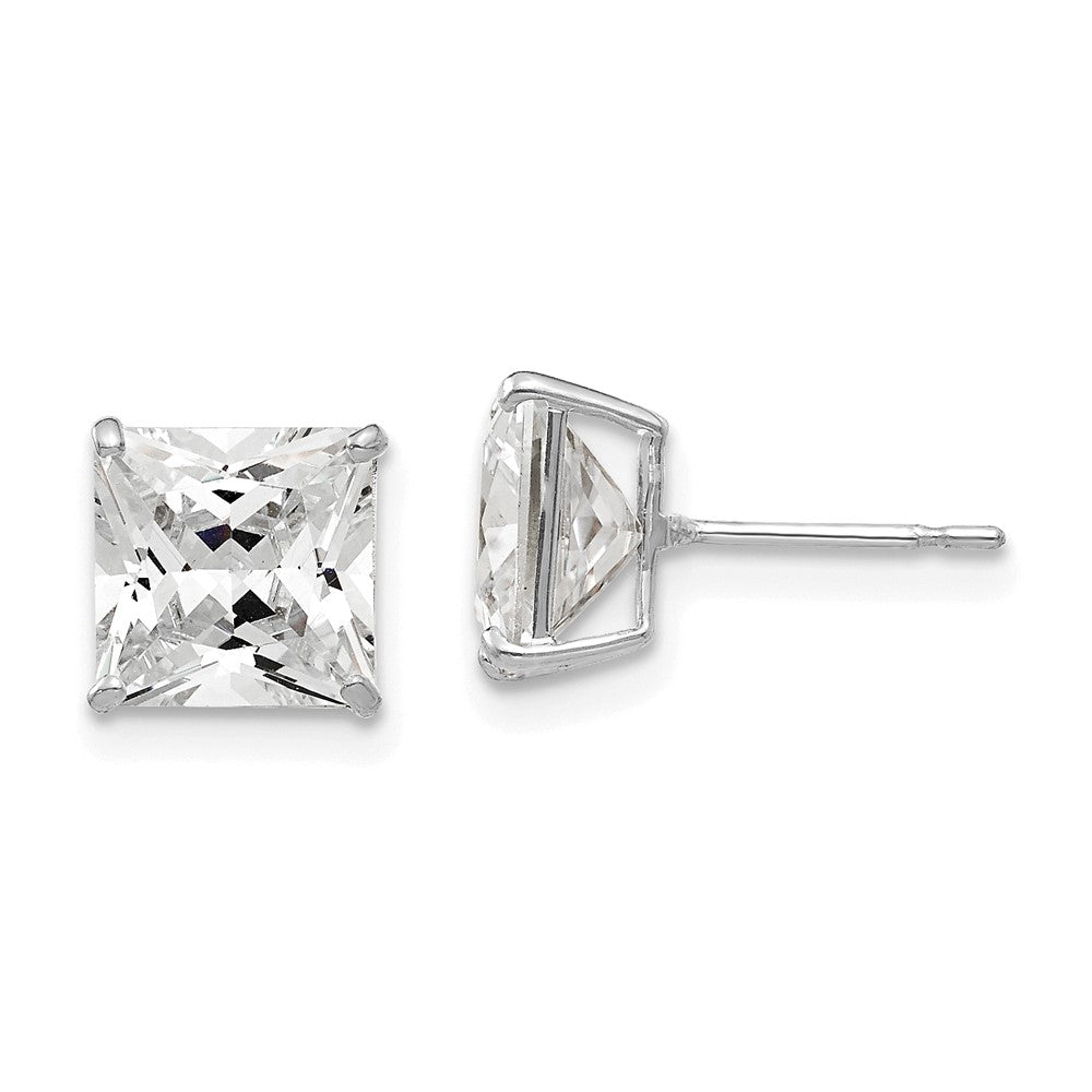14k White Gold 7 mm Square CZ Post Earrings (1.67 grams)