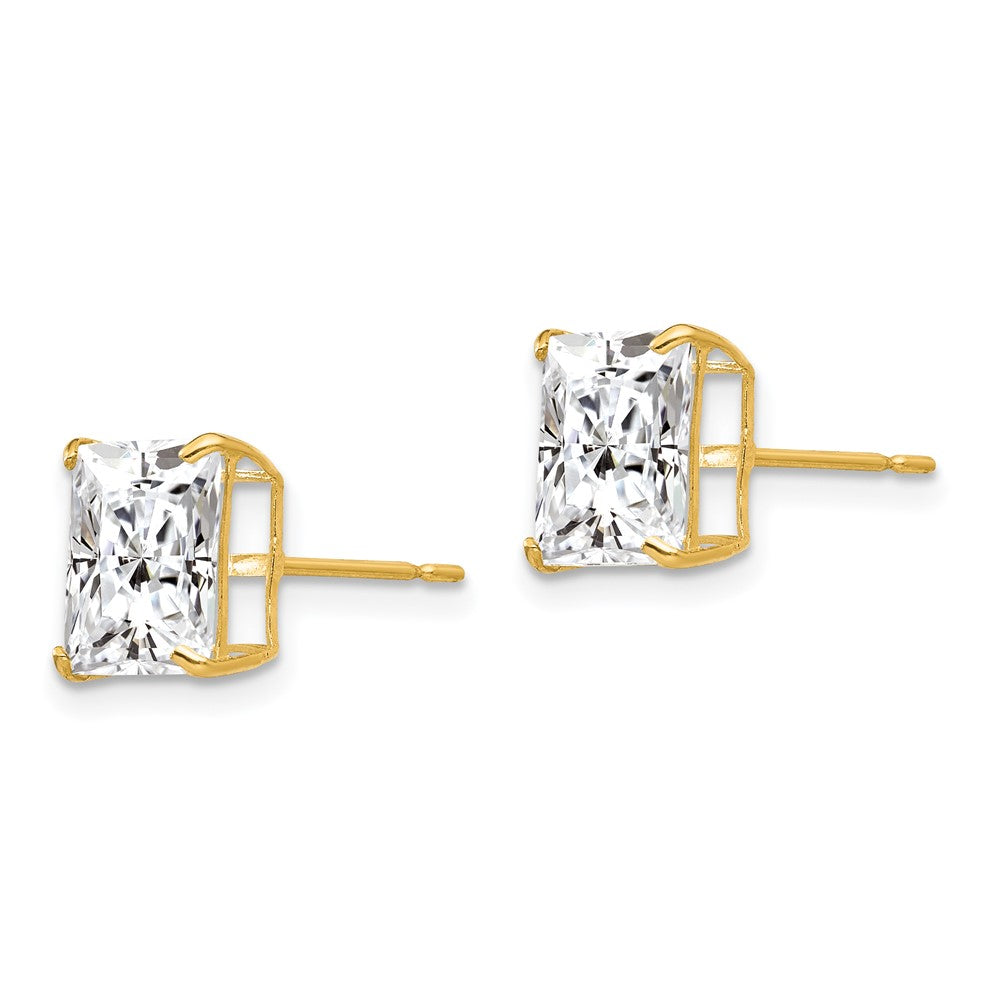 14k Yellow Gold 9 mm Square CZ Post Earrings (2.11 grams)