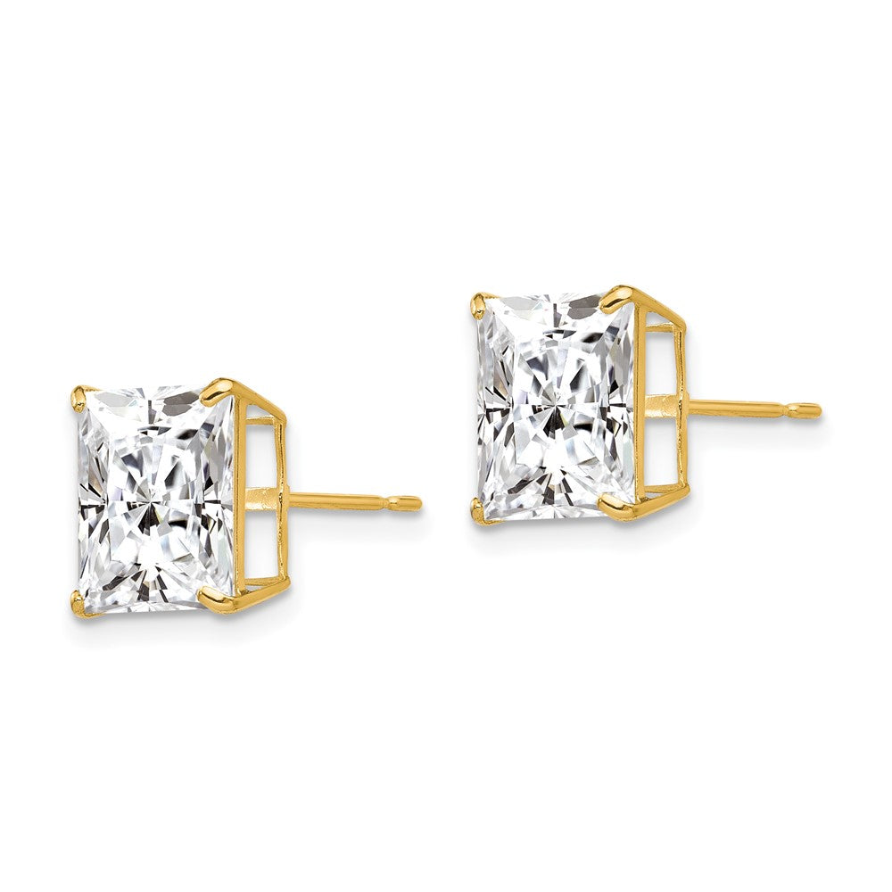 14k Yellow Gold 10 mm Square CZ Post Earrings (2.79 grams)