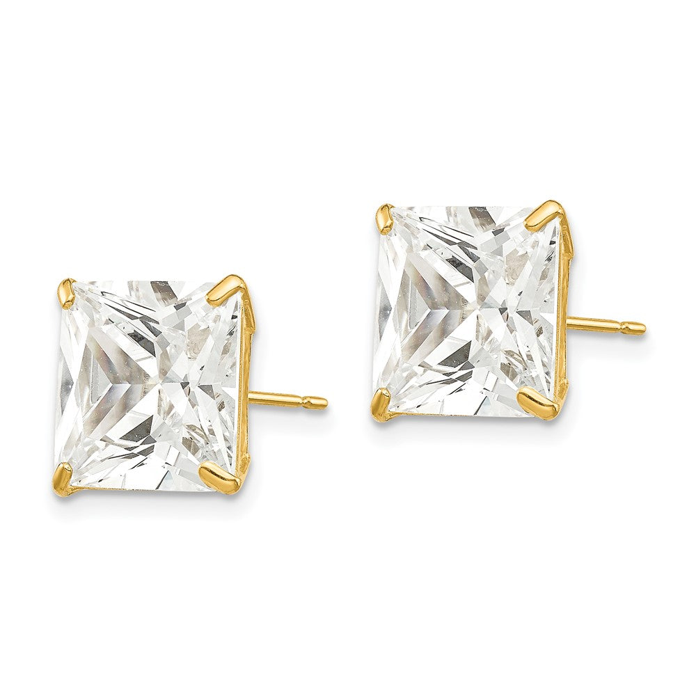 14k Yellow Gold 11 mm Square CZ Post Earrings (3.2 grams)