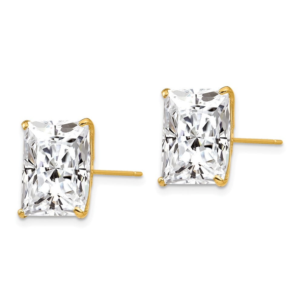 14k Yellow Gold 13 mm Square CZ Post Earrings (6.3 grams)