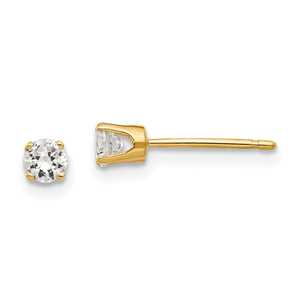 14k Yellow Gold 4 mm Cubic Zirconia stud earring (0.47 grams)