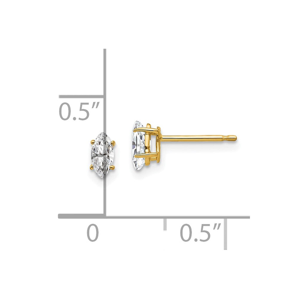 14k Yellow Gold 3 mm Marquise Cubic Zirconia earring (0.33 grams)