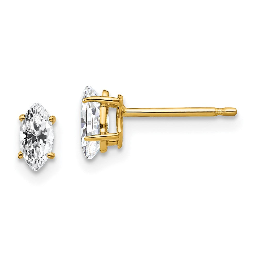 14k Yellow Gold 3 mm Marquise Cubic Zirconia earring (0.37 grams)
