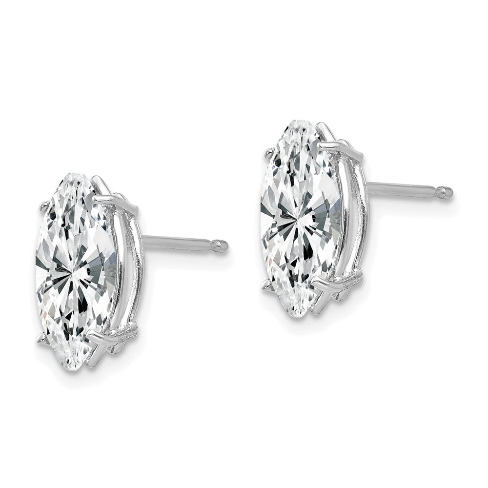 14k White Gold 5 mm Cubic Zirconia Marquise Stud Earring (0.56 grams)