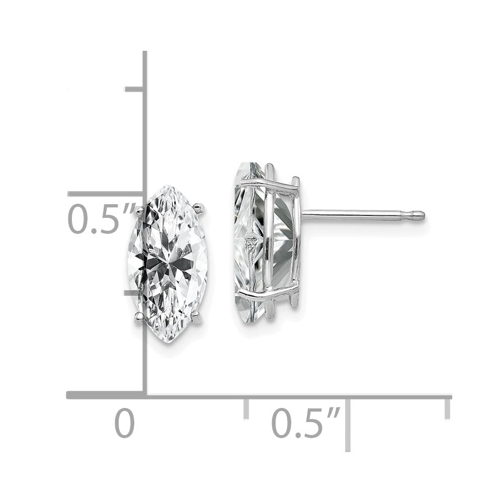 14k White Gold 5 mm Cubic Zirconia Marquise Stud Earring (0.56 grams)