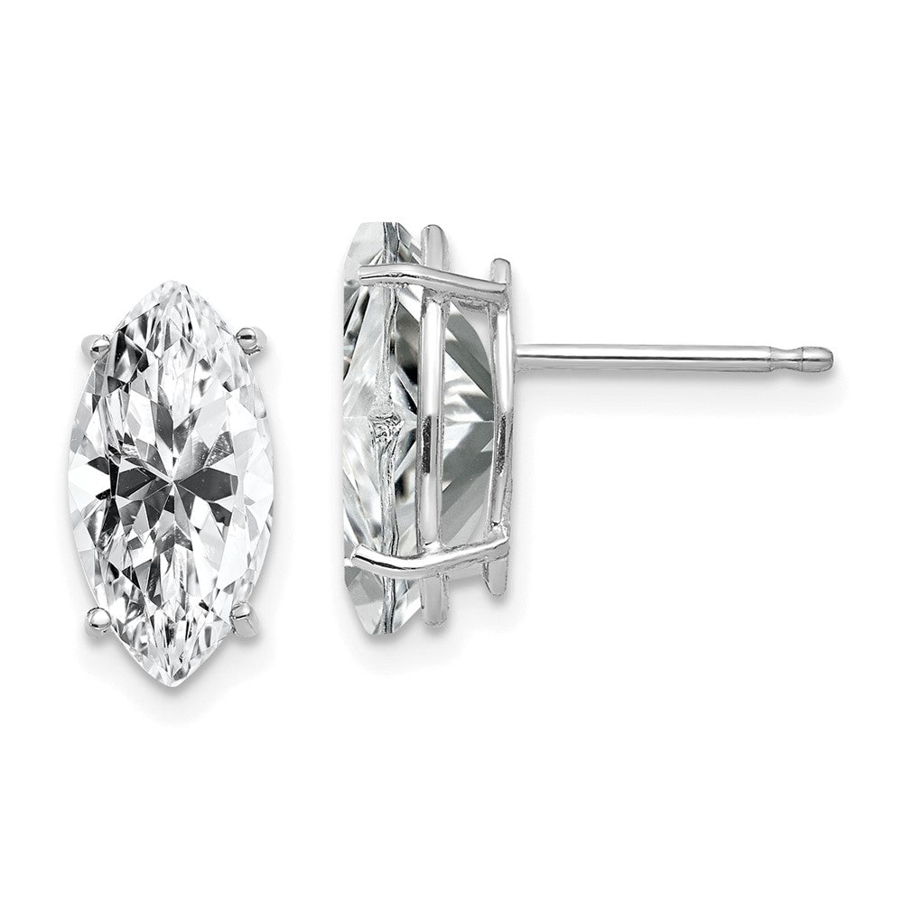 14k White Gold 5 mm Cubic Zirconia Marquise Stud Earring (0.56 grams)