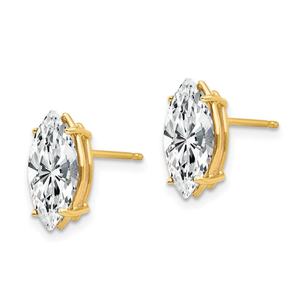 14k Yellow Gold 6 mm Marquise Cubic Zirconia earring (0.86 grams)