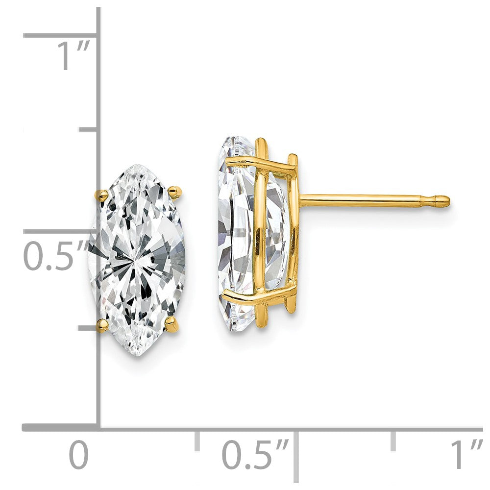 14k Yellow Gold 6 mm Marquise Cubic Zirconia earring (0.86 grams)