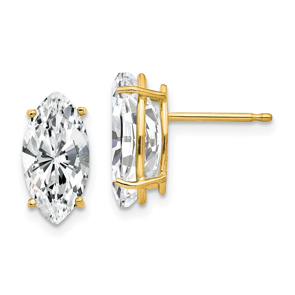 14k Yellow Gold 6 mm Marquise Cubic Zirconia earring (0.86 grams)