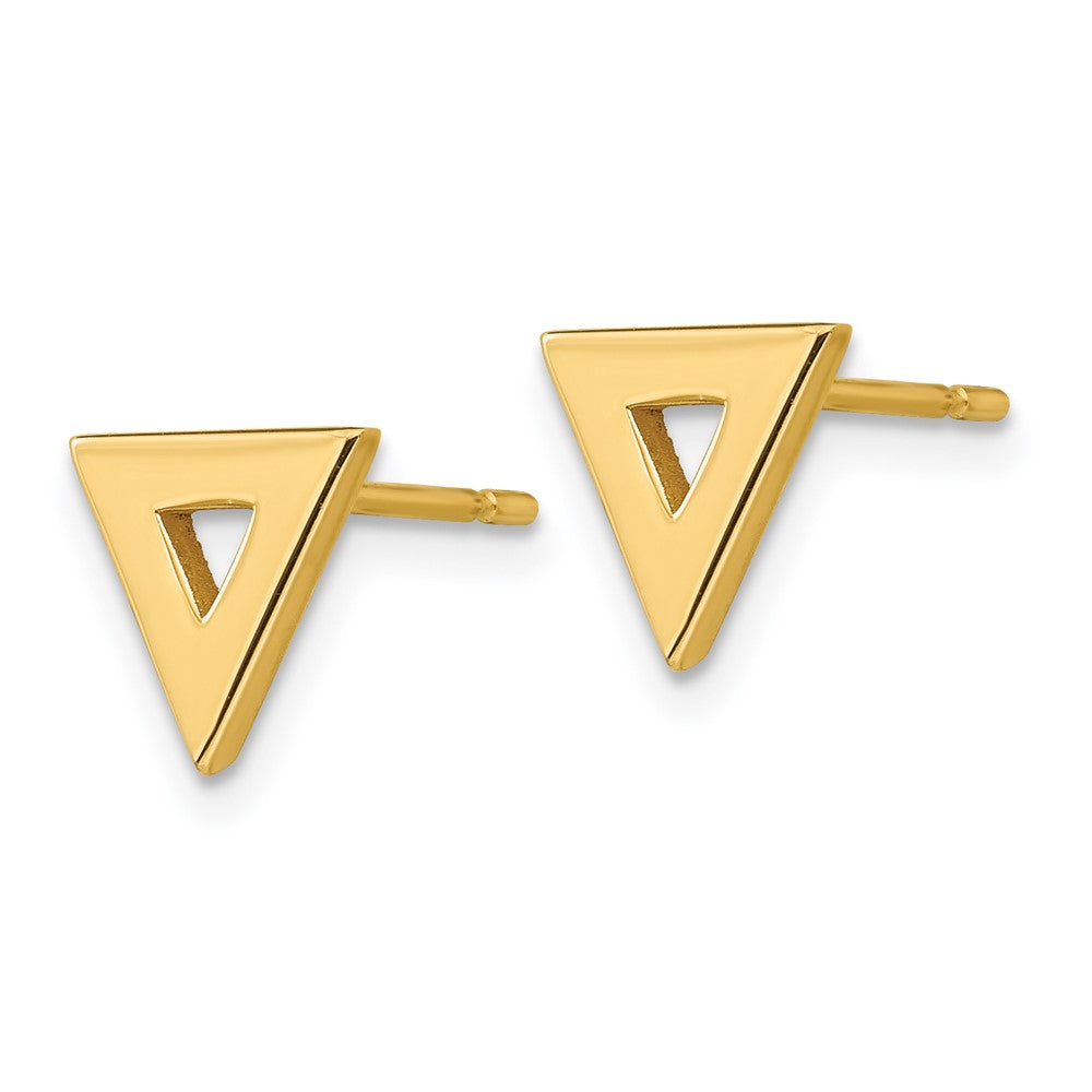 14k Yellow Gold 8 mm Open Triangle Post Earrings (1.1 grams)