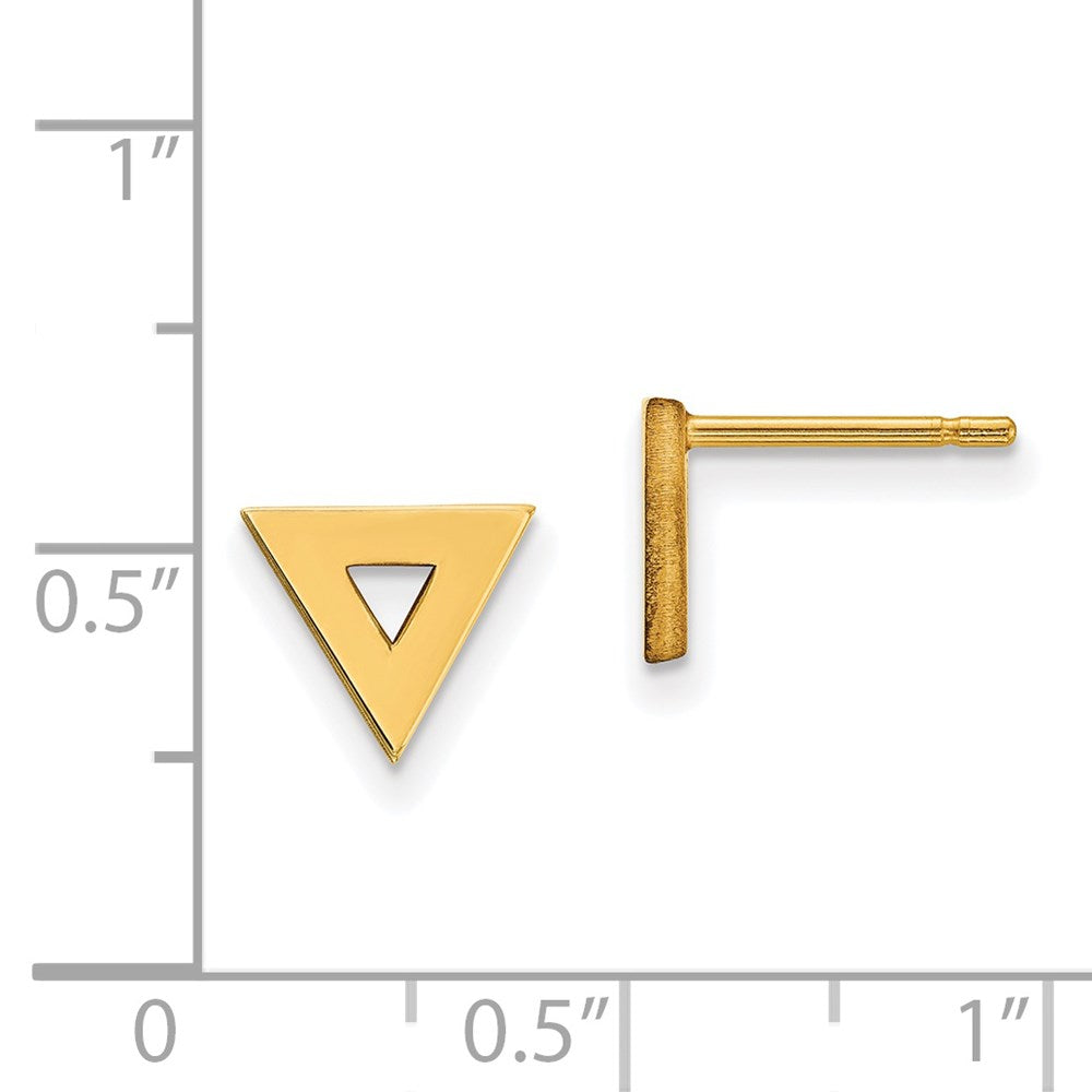 14k Yellow Gold 8 mm Open Triangle Post Earrings (1.1 grams)