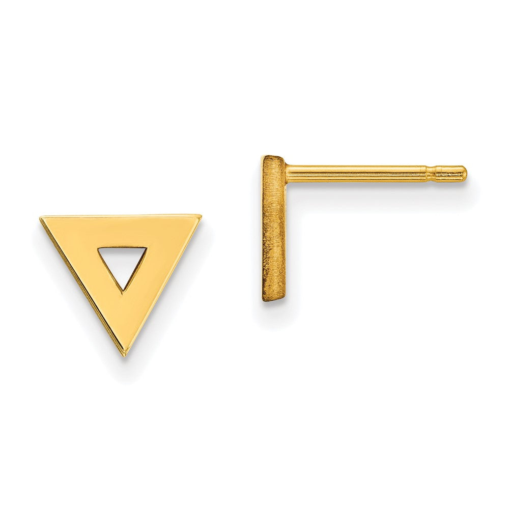 14k Yellow Gold 8 mm Open Triangle Post Earrings (1.1 grams)