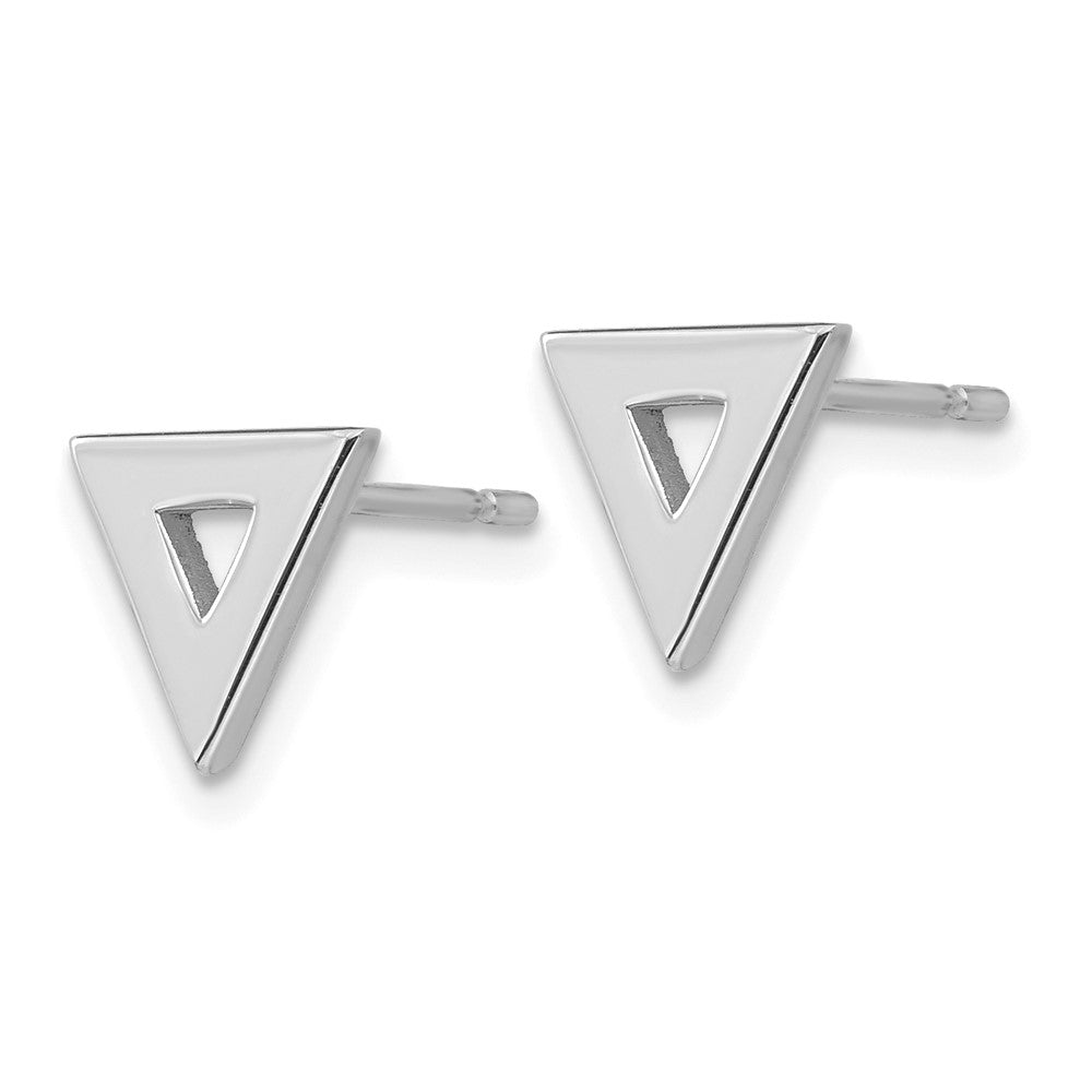 14k White Gold 8 mm Open Triangle Post Earrings (0.94 grams)