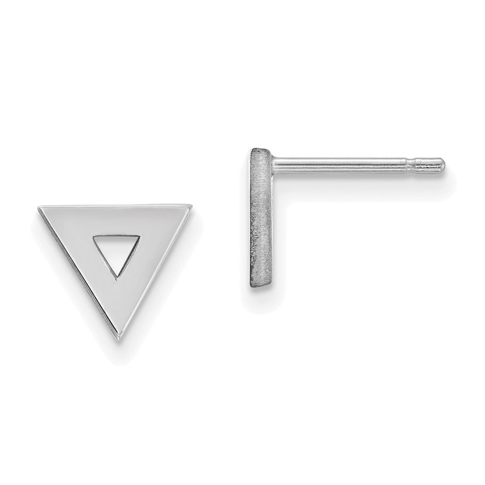 14k White Gold 8 mm Open Triangle Post Earrings (0.94 grams)