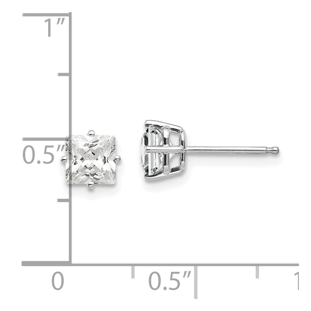 14k White Gold 5 mm Cubic Zirconia Earrings (0.53 grams)