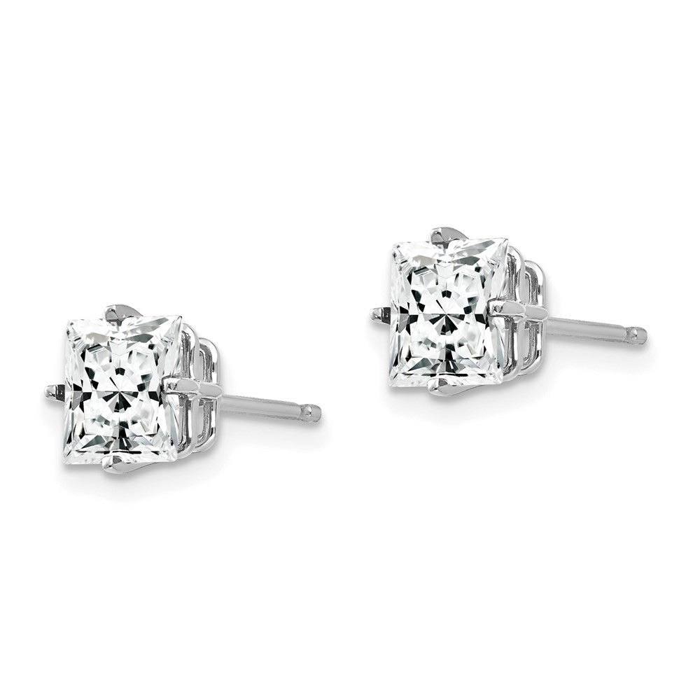 14k White Gold 6 mm Princess Cut Cubic Zirconia Earrings (0.65 grams)