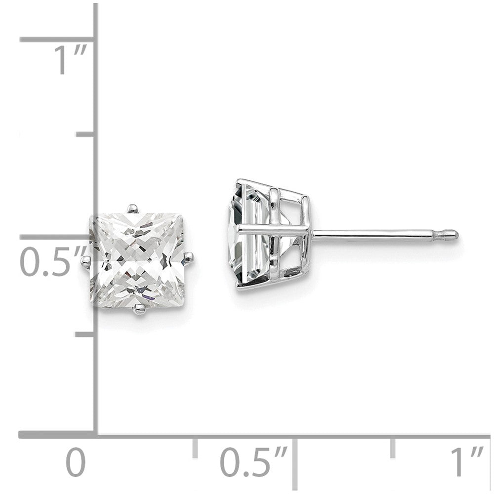 14k White Gold 6 mm Princess Cut Cubic Zirconia Earrings (0.65 grams)