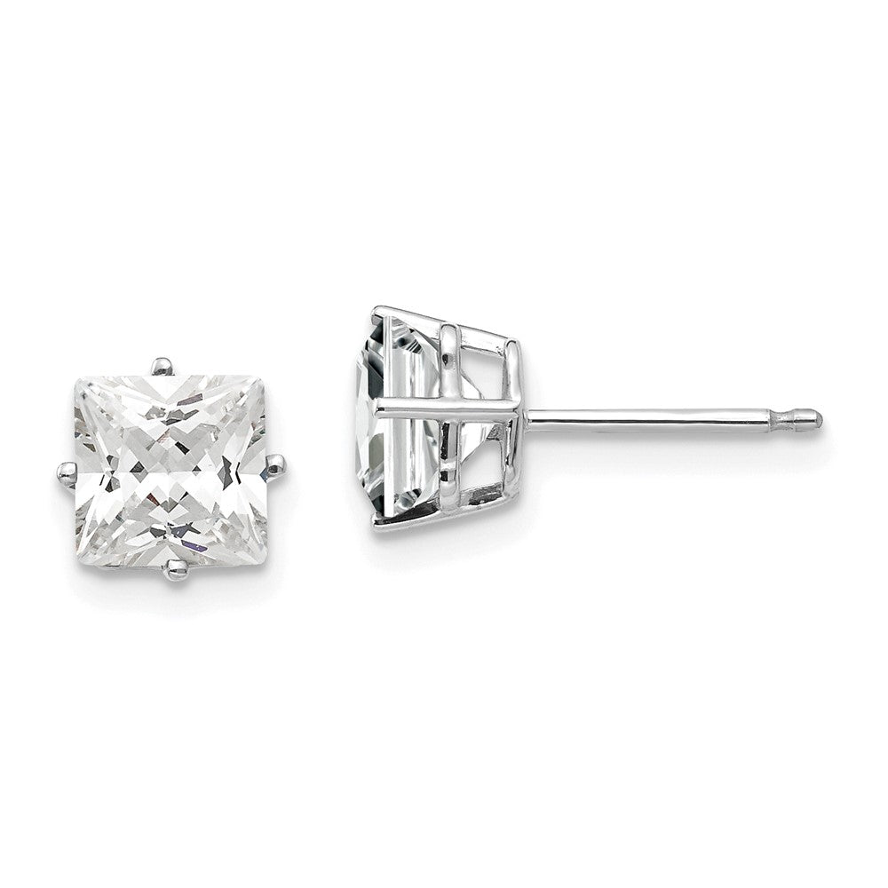 14k White Gold 6 mm Princess Cut Cubic Zirconia Earrings (0.65 grams)