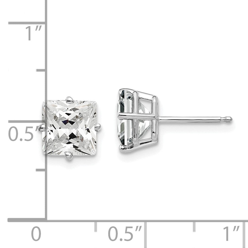 14k White Gold 7 mm Cubic Zirconia Earrings (0.88 grams)