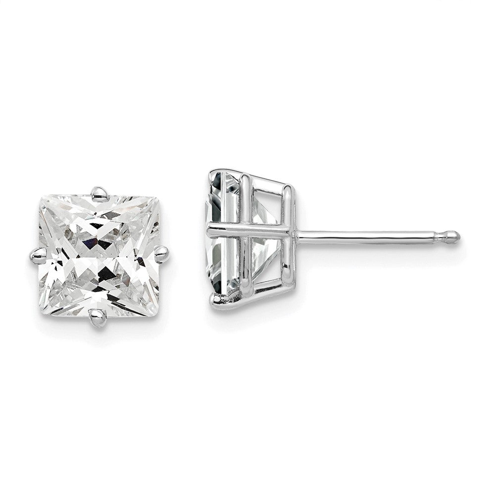 14k White Gold 7 mm Cubic Zirconia Earrings (0.88 grams)