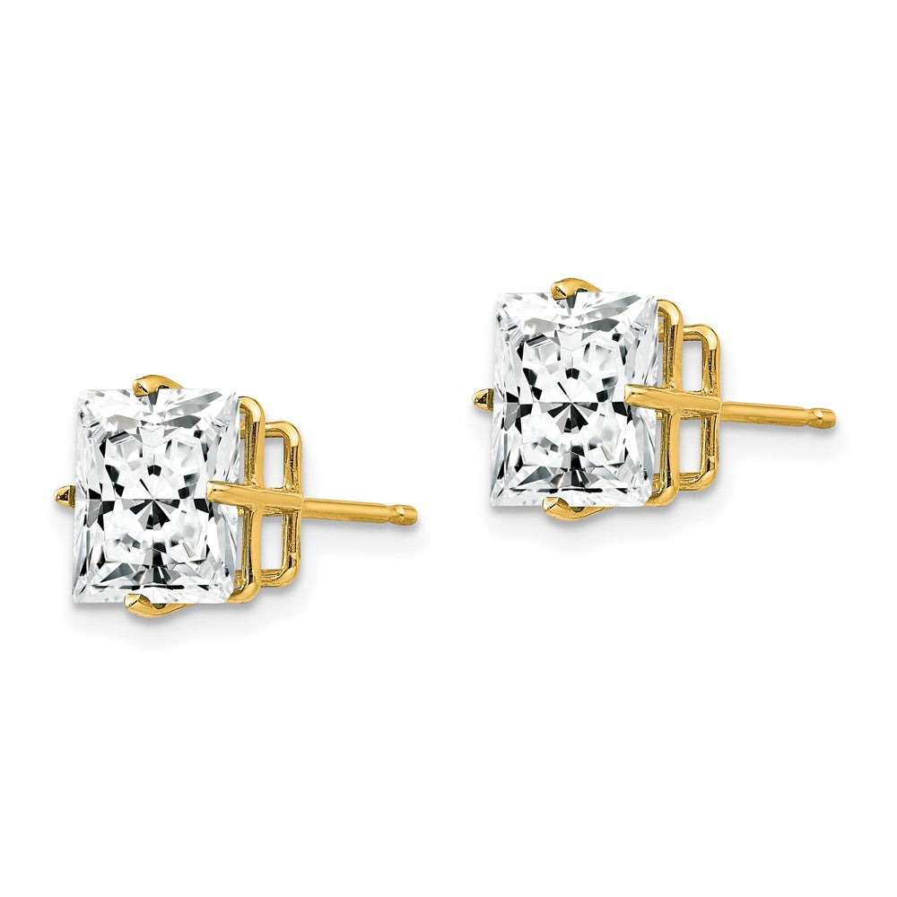 14k Yellow Gold 9 mm Princess Cut Cubic Zirconia Earrings (0.89 grams)