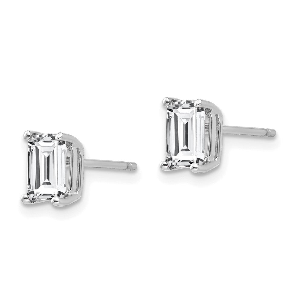 14k White Gold 4 mm Radiant Cut Cubic Zirconia Earrings (0.61 grams)