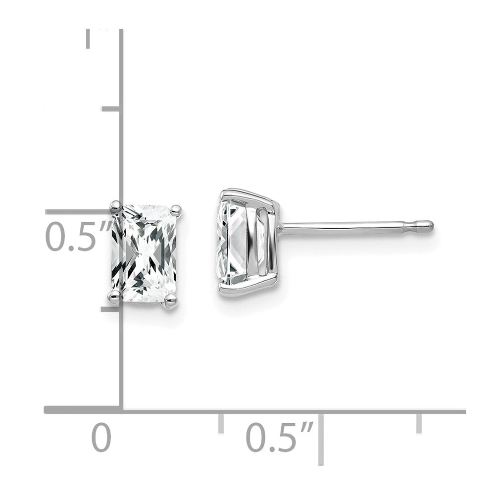 14k White Gold 4 mm Radiant Cut Cubic Zirconia Earrings (0.61 grams)