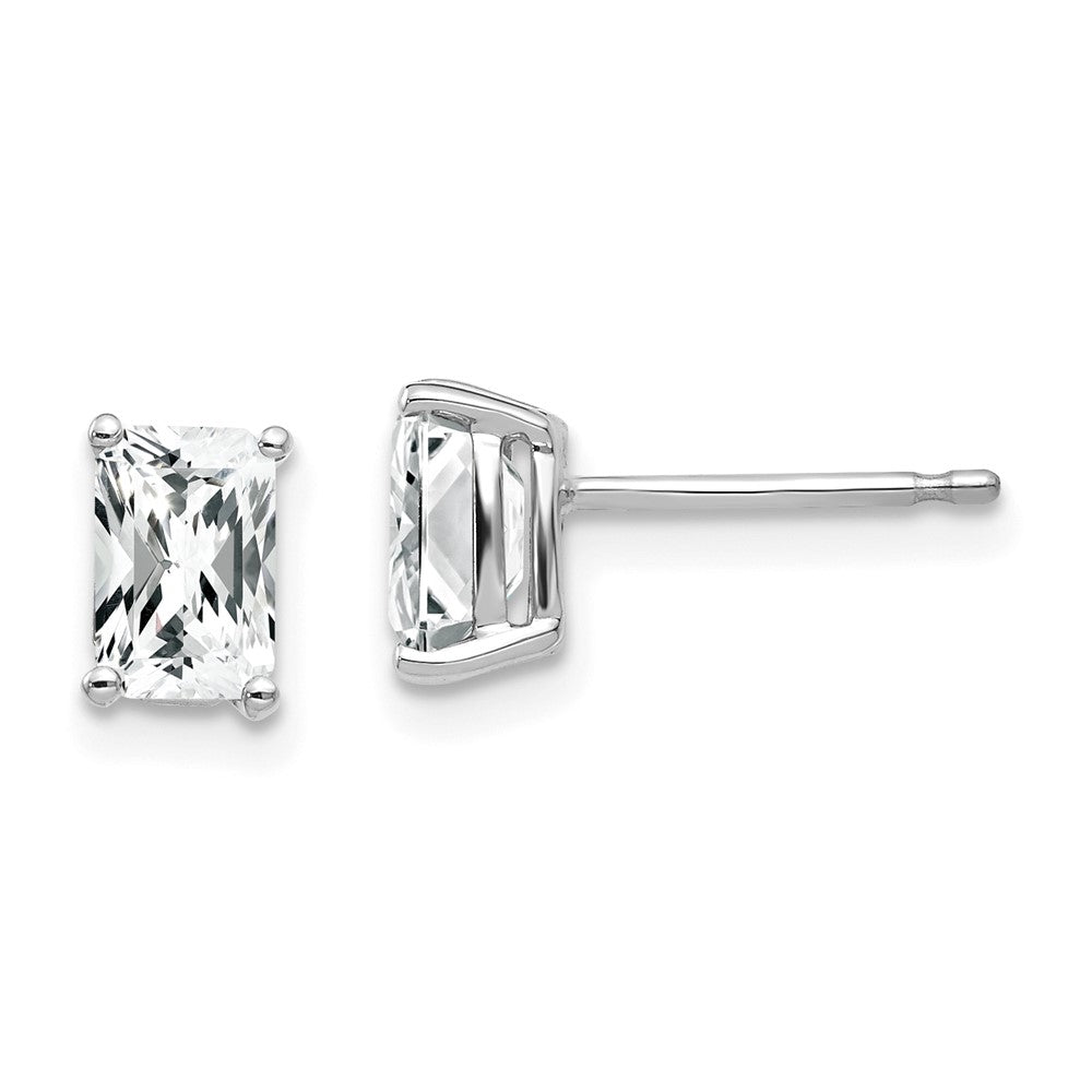 14k White Gold 4 mm Radiant Cut Cubic Zirconia Earrings (0.61 grams)