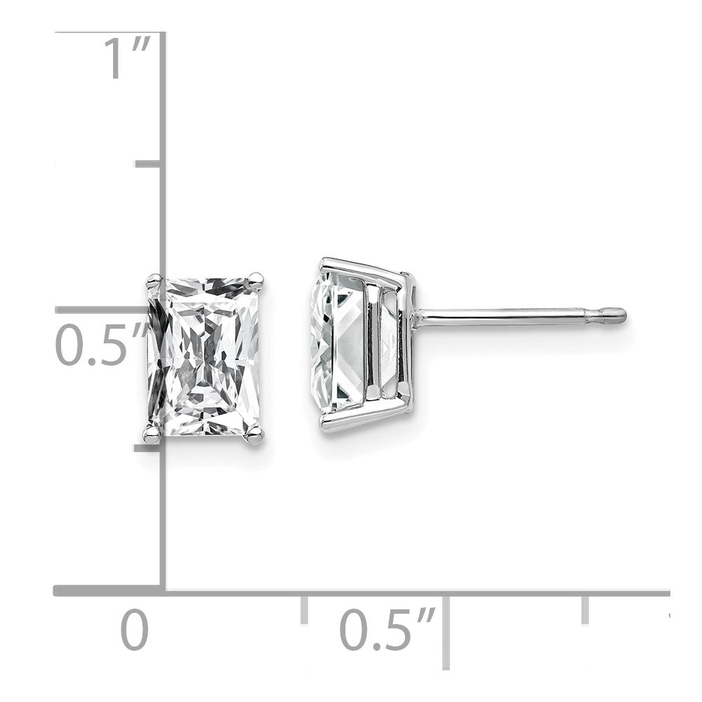 14k White Gold 5 mm Radiant Cut Cubic Zirconia Earrings (0.81 grams)