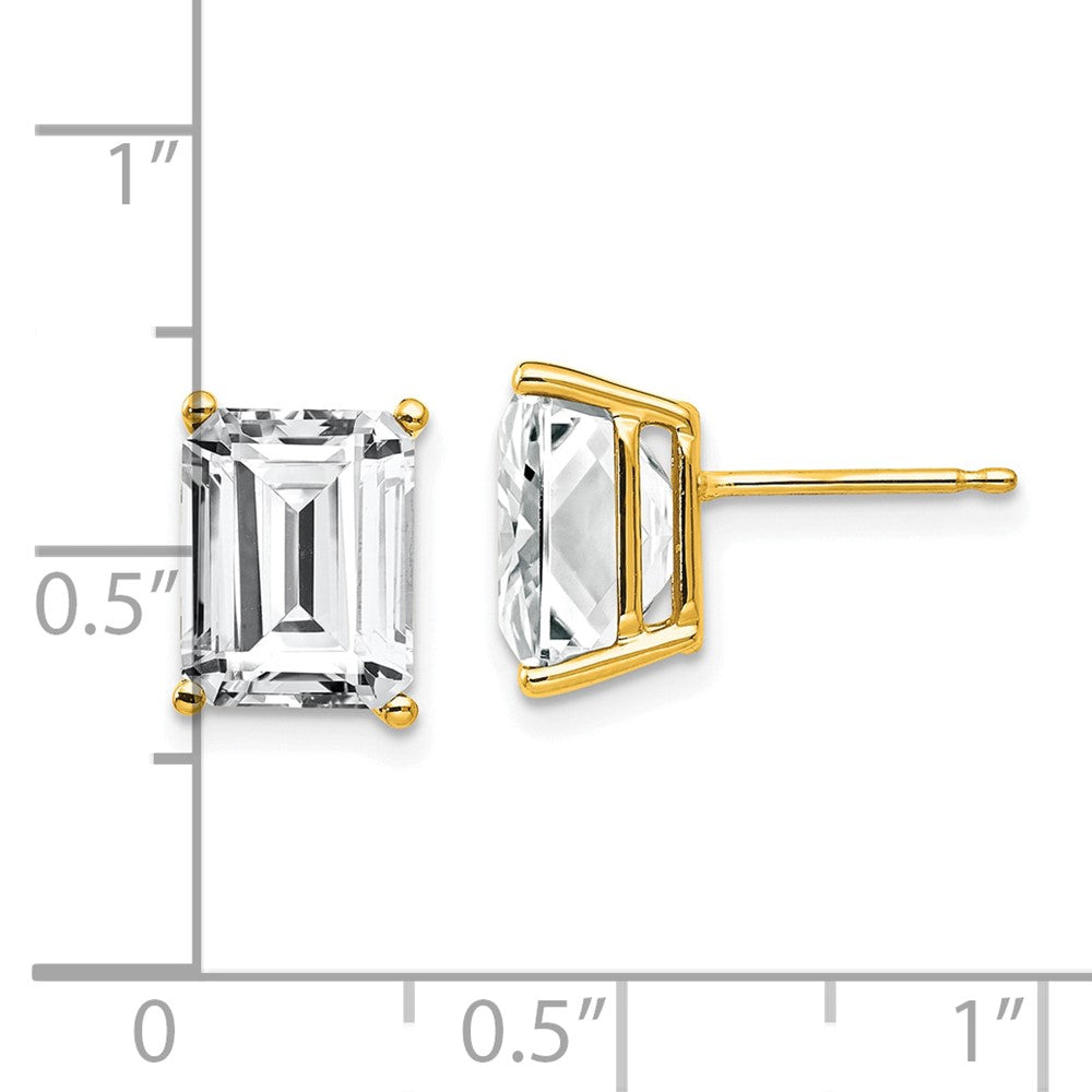 14k Yellow Gold 7 mm Emerald Cut Cubic Zirconia Earrings (1.33 grams)