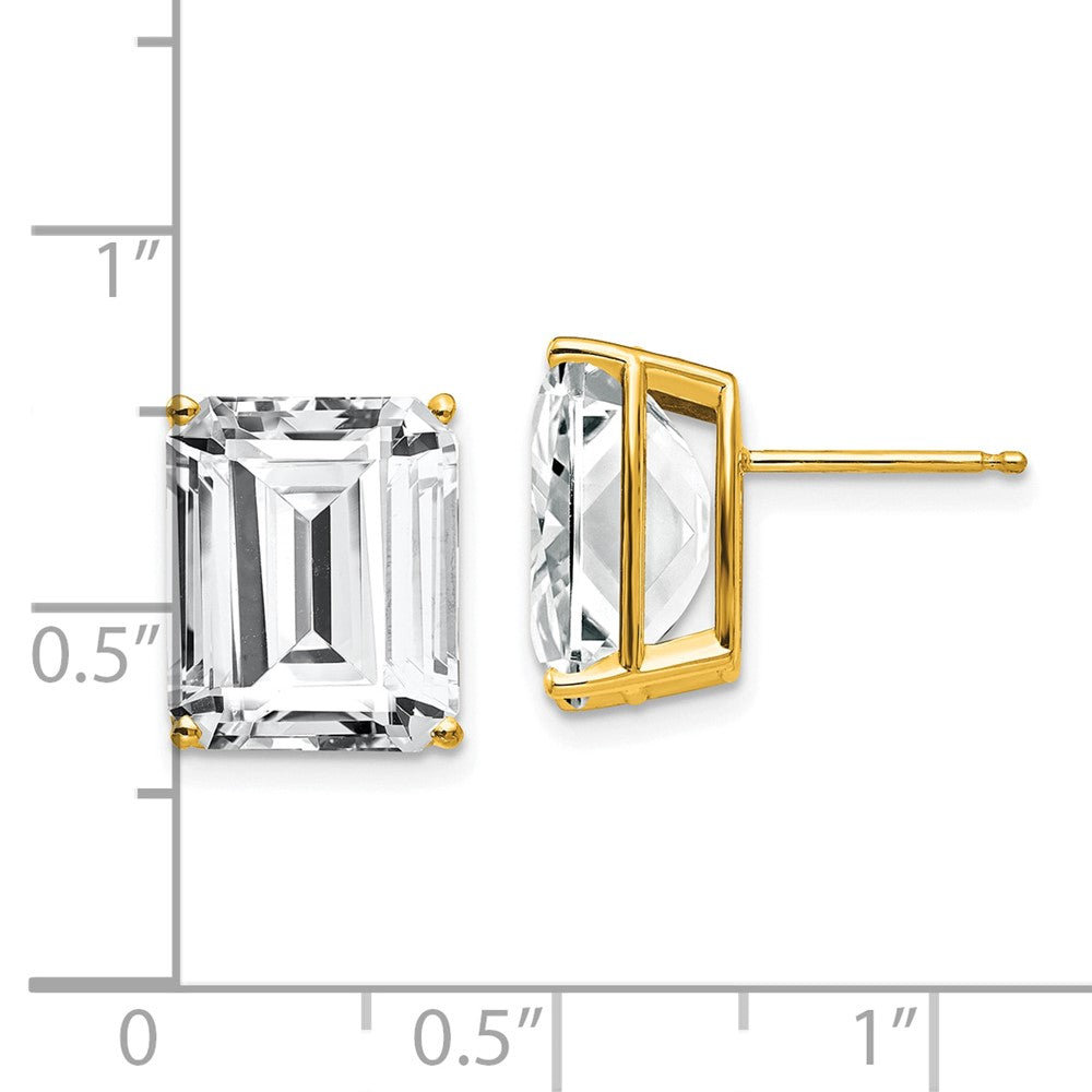 14k Yellow Gold 10 mm Emerald Cut Cubic Zirconia Earrings (1.64 grams)