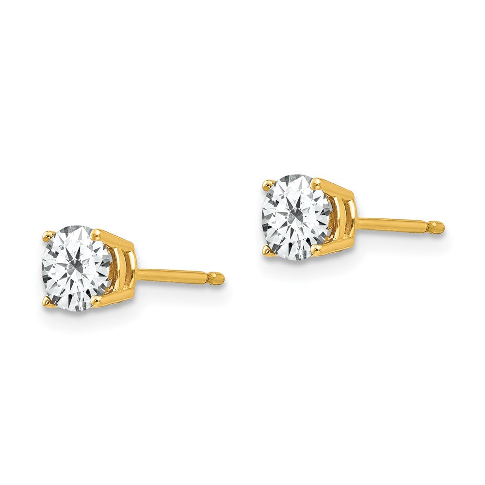 14k Yellow Gold 5 mm Cubic Zirconia Earrings (0.57 grams)