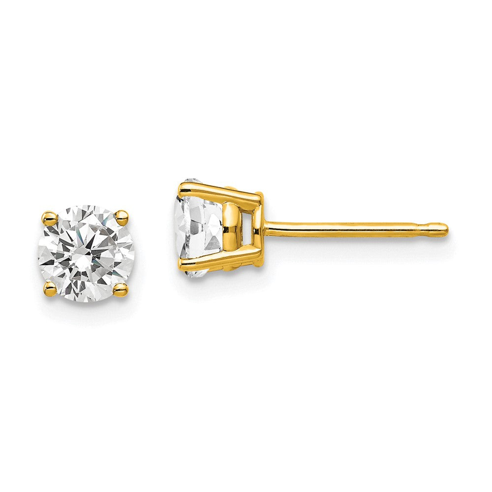 14k Yellow Gold 5 mm Cubic Zirconia Earrings (0.57 grams)